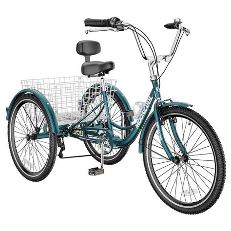 MOONCOOL 24 in. Adult Tricycle 3 Wheel Trike Low Stand-Over Frame Bike with Shimano Derailleur ...