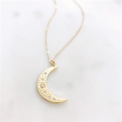 Crescent Moon Necklace Moon Necklace Opal Necklace - Etsy