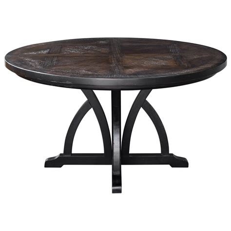 Uttermost Accent Furniture Maiva Round Black Dining Table | Suburban Furniture | Dining Tables