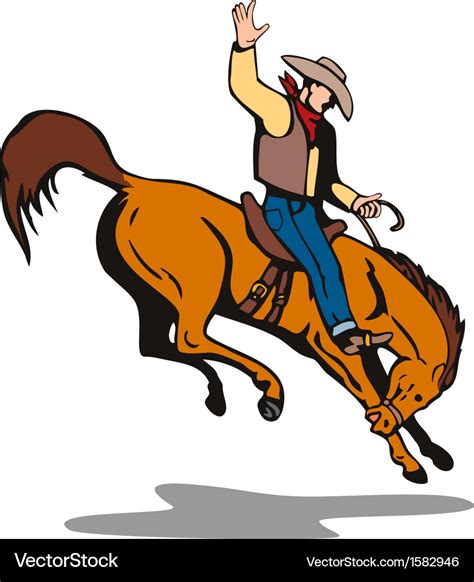 Rodeo cowboy riding horse Royalty Free Vector Image