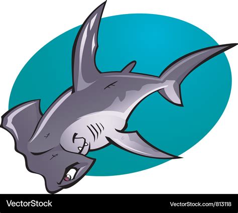 Cartoon hammerhead shark Royalty Free Vector Image