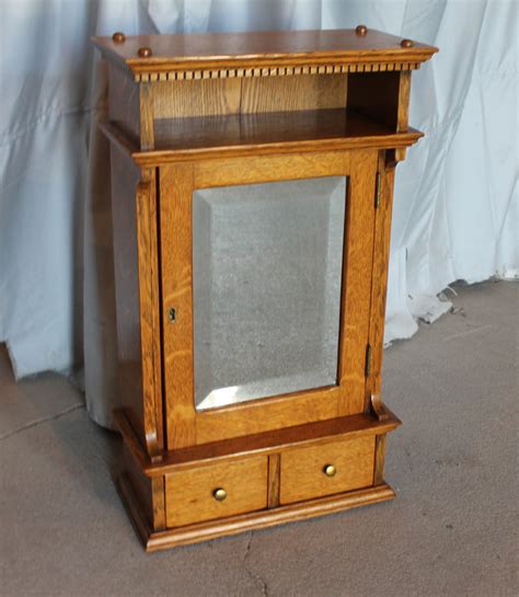 Bargain John's Antiques | Antique Oak Medicine Cabinet - Beveled Mirror ...