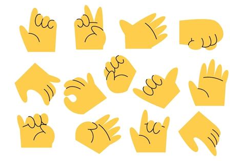 Free Vector | Cartoon hand gesture collection with yellow skin tone