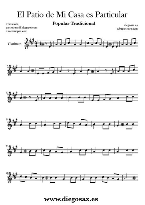 tubescore: The Coutyard of my House Sheet Music for Clarinet for beginners Children song Music ...