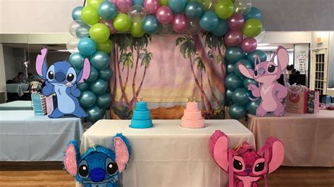 Stitch And Angel Gender Reveal Decorations