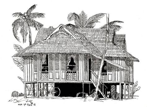 "Rumah Kampung Malaysia" by Nadiah Najib | Architecture sketch, Large framed art, Architecture ...