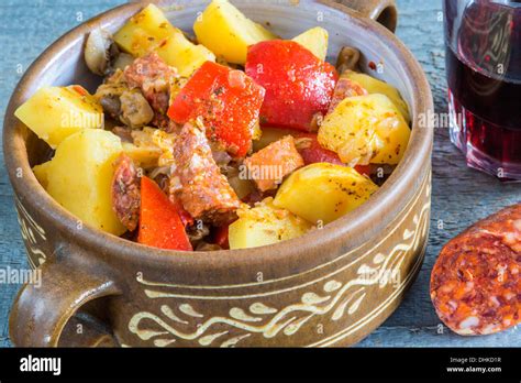 Spanish stew with chorizo sausage Stock Photo - Alamy