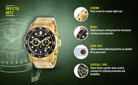 Amazon.com: Invicta Men's 0072 Pro Diver Collection Chronograph 18k Gold-Plated Watch : Invicta ...