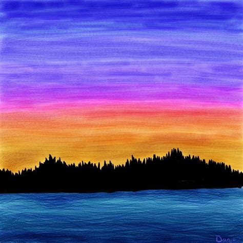 Sunset on the Inlet | Sunrise painting, Sunset painting, Landscape paintings acrylic