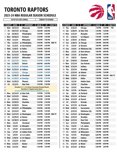 The Full 2023-24 Toronto Raptors Regular Season Schedule! : r ...