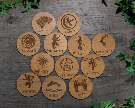 Game of Thrones Wooden Coasters with House Sigils Set of 12 - Winmark ...