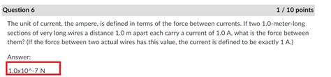 Solved The unit of current, the ampere, is defined in terms | Chegg.com