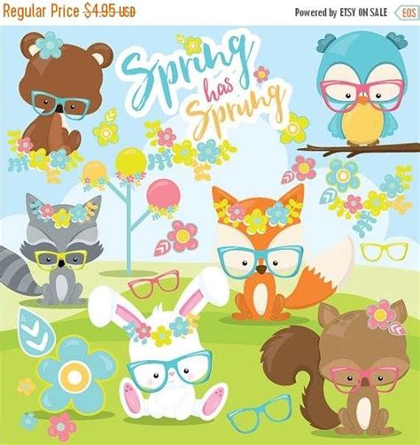 Spring animals clipart commercial use, clipart vector graphics, fox digital clip art, woodland ...