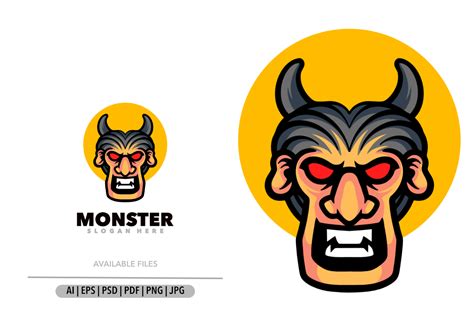 Monster head design template logo