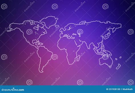 World Map Outline on Colored Background Stock Illustration - Illustration of outline, colored ...