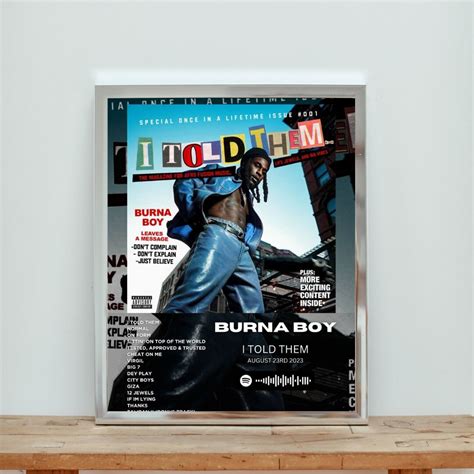 BURNA BOY I Told Them A3 Poster Music Art Album Art - Etsy