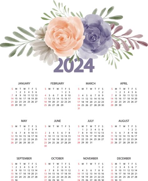 Printable Calendar 2024 With Flowers - Fionna Joanie