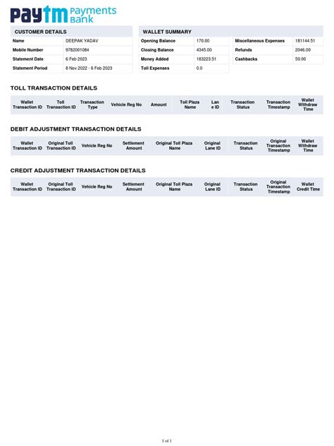 Fastag Statement | PDF | Credit Card | Financial Transaction