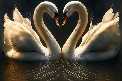 Premium Photo | Love swans painting creative digital painting