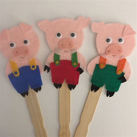 3 Little Pigs Puppets Puppet Pattern Stick Puppets DIY - Etsy