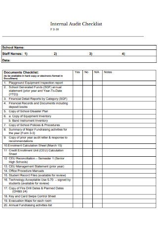 19+ SAMPLE Internal Audit Checklists in PDF | MS Word