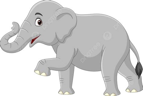 Cartoon Elephant Isolated On White Background, Safari, Trunk, Friendly PNG and Vector with ...