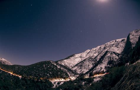 Snow Covered Mountain During Night Time · Free Stock Photo