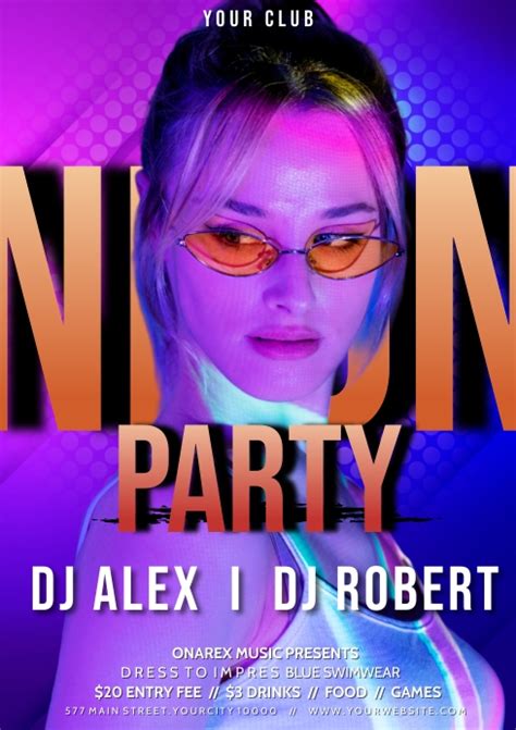 Neon Party Design Template | PosterMyWall