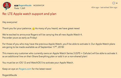 Rogers: Apple Watch LTE Plans Coming Sept. 17, Will Support Series 3 ...