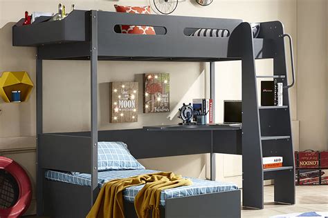 Kids Study Bunk Bed - Charcoal