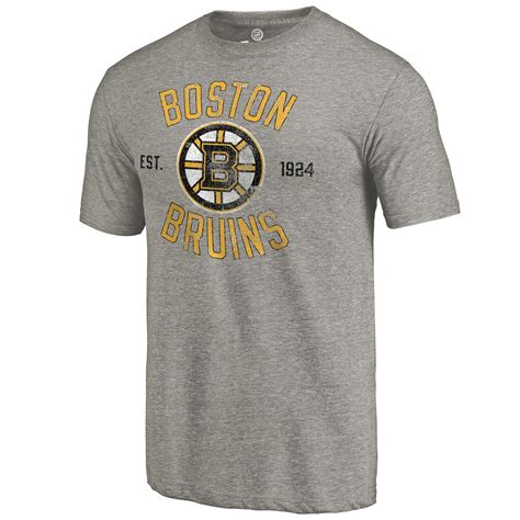 Men's Boston Bruins Fanatics Branded Heathered Gray Heritage - Tri-Blend T-Shirt