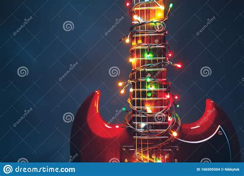 Electric Guitar with Festive Christmas Lights Stock Photo - Image of ...