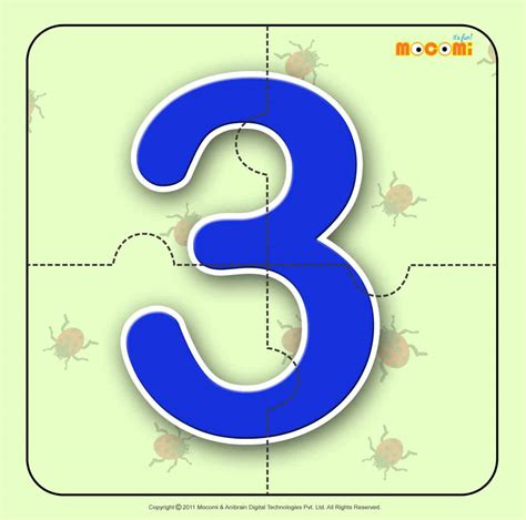 Number - Three 3 - Number Jigzaw Puzzles for Kids | Mocomi