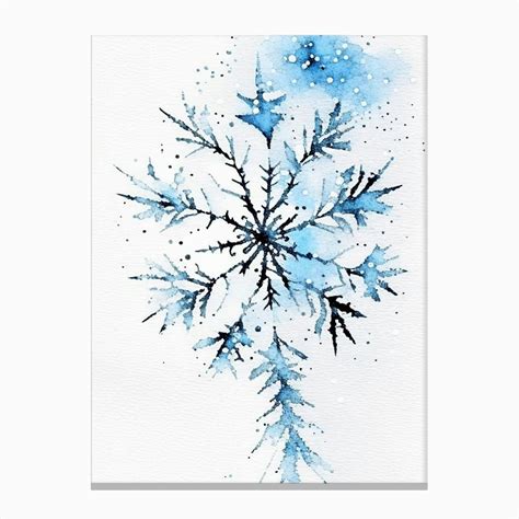 Stellar Dendrites, Snowflakes, Minimalist Watercolour 2 Canvas Print by ...