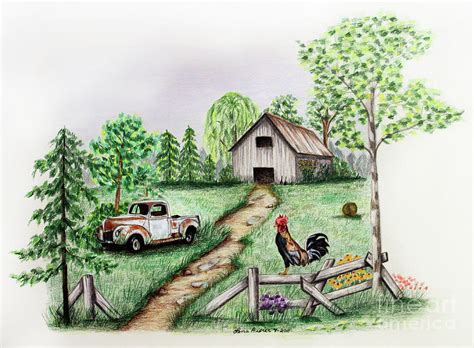 Farm Landscape Drawing at PaintingValley.com | Explore collection of Farm Landscape Drawing