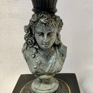 Antique 1880s spelter Figure Stem Lady Frosted Font and Frosted Chimney 21 1/2 Inches Tall ...