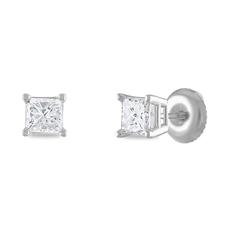 Certified Diamond Solitaire Earrings 3/4 ct tw Princess 14K White Gold ...