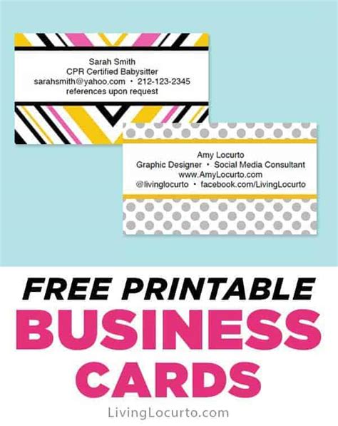 Free Business Cards - Easy Printables - Living Locurto