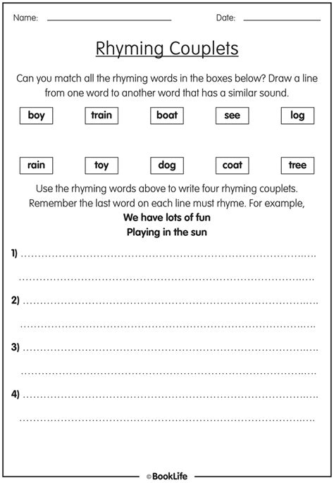 Free Activity Sheet | Rhyming Couplets – BookLife