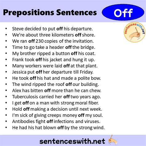 Preposition Off Sentences Examples, Preposition Off in a Sentence ...