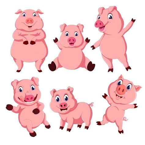 A group of pig cartoon Premium Vector | Premium Vector #Freepik #vector #baby #icon #nature # ...