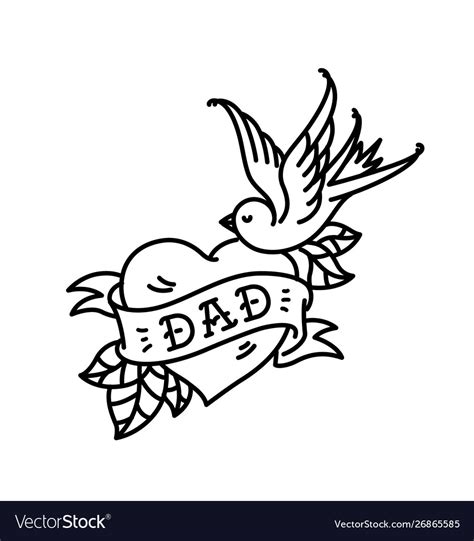 A tattoo with inscription dad heart Royalty Free Vector