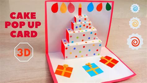 DIY Easy 3D Cake Pop Up Card | How to make Pop up Birthday Cards - YouTube