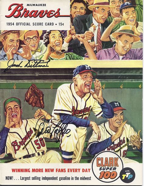 Lot Detail - 1957 Milwaukee Braves Autographed Scorecard & Photo