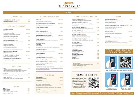 Menu at The Parkville Bar Restaurant & Hotel, Glasgow