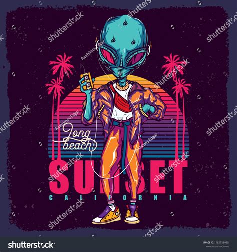 Vector Illustration Alien On Background Neon Stock Vector (Royalty Free ...