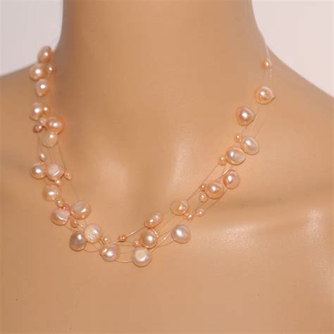 Fashion freshwater pink pearl necklace jewelry for women multi strand choker pearl necklace ...