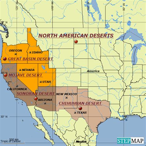 StepMap - NORTH AMERICAN DESERTS - Landkarte für USA