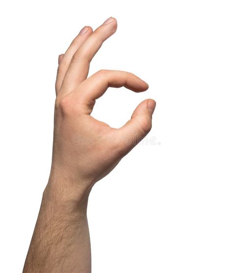 Okay Male Hand Gesture Sign Over White Background Stock Image - Image ...