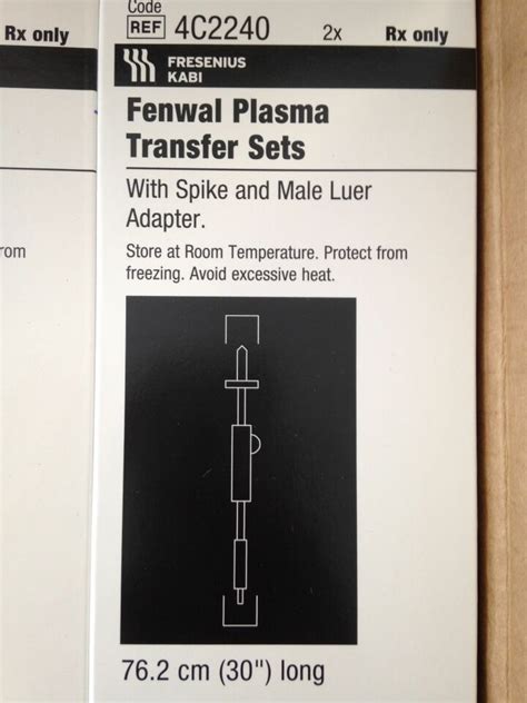 New FRESENIUS 4C2240 Fenwal Plasma Transfer Sets With Spike And Male ...